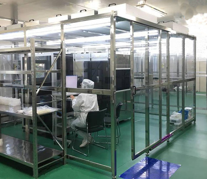 風淋室、傳遞窗、潔凈棚、潔凈工作臺搭配效果圖